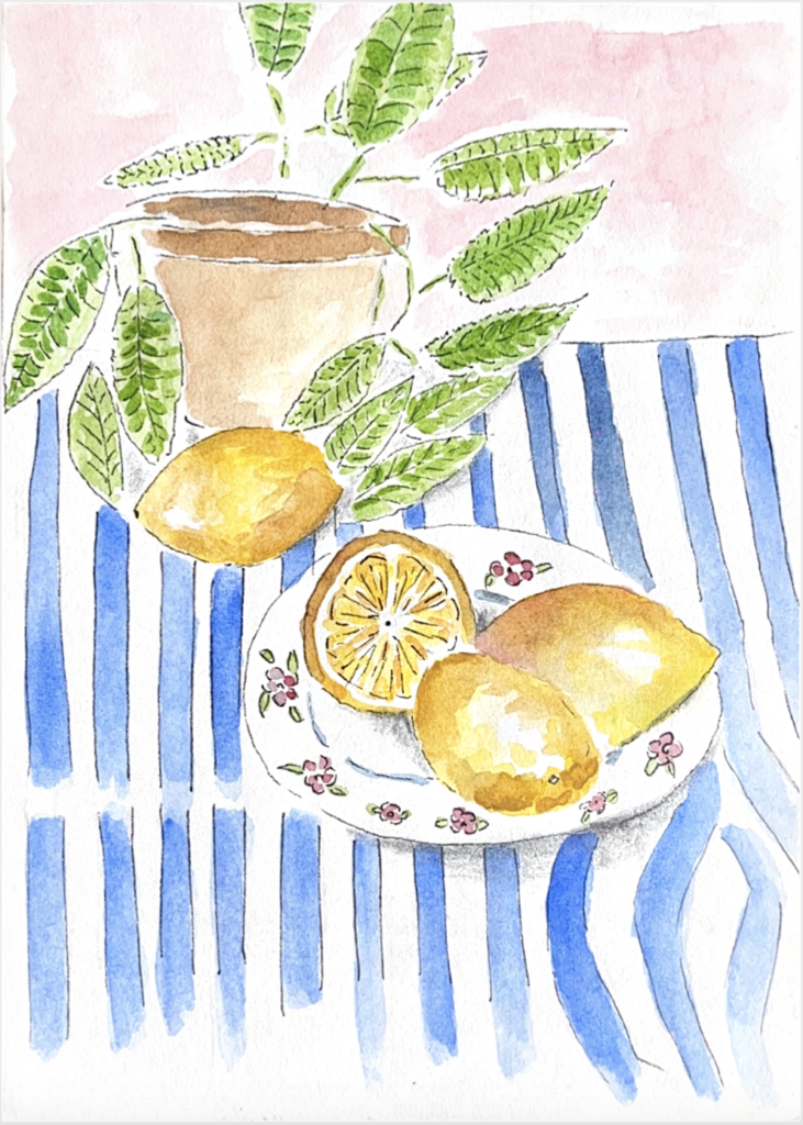 dessin aquarelle citrons
