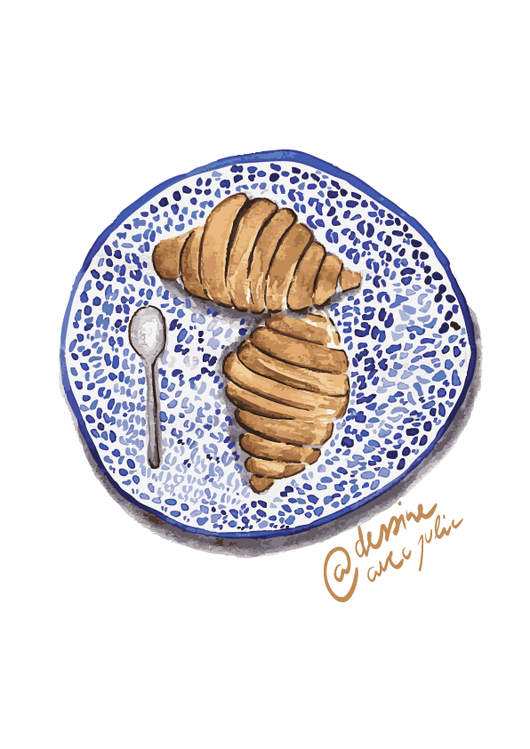 Dessin de croissant sur assiette